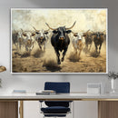 Texas Longhorn Wall Art – Framed Charging Cattle Canvas by MyGreatCanvas | Canvas Wall Art Prints | Photo Prints & Wall Decor