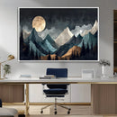 Moonlit Mountain Wall Art Canvas Print – Silhouetted Pines