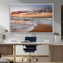 Ocean Sunset Wall Art Canvas Print – Framed Sandy Shore