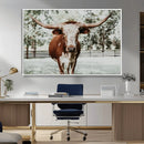 Texas Longhorn Wall Art Canvas Print – Framed Spotted Bull