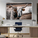 Texas Longhorn Wall Art Canvas Print – Framed Spotted Bull