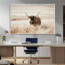 Texas Longhorn Wall Art Canvas Print – Framed Brown Horned