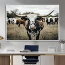 Texas Longhorn Wall Art – Framed Speckled Cow Canvas by MyGreatCanvas | Canvas Wall Art Prints | Photo Prints & Wall Decor