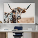 Texas Longhorn Wall Art – Framed Speckled Cow Canvas by MyGreatCanvas | Canvas Wall Art Prints | Photo Prints & Wall Decor