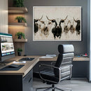 Longhorn Cattle Wall Art Canvas Print – Framed Bison Herd