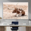 Texas Longhorn Wall Art Canvas Print – Framed Resting Bull by MyGreatCanvas | Canvas Wall Art Prints | Photo Prints & Wall Decor