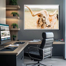Texas Longhorn Wall Art Canvas Print – Framed Speckled Cow