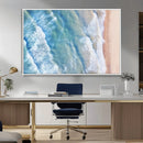 Aerial Ocean View Wall Art Canvas Print – Framed Soft Blue