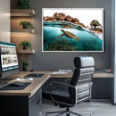 Sea Turtle Wall Art Canvas Print – Framed Ocean Life
