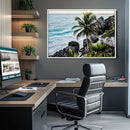 Tropical Coastline Wall Art Canvas Print – Framed Palm Tree