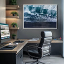 Black Beach Wall Art Canvas Print – Framed Aerial Ocean View
