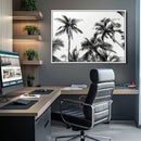 Palm Wall Art Canvas Print – Framed Monochrome Tropical