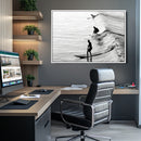 Surfers on Waves Wall Art Canvas Print – Framed Black and