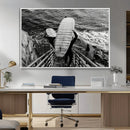 Black and White Surfing Wall Art Canvas Print – Framed by MyGreatCanvas | Canvas Wall Art Prints | Photo Prints & Wall Decor