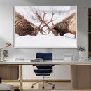 Elk Wall Art Canvas Print – Framed Wildlife Strength Snowy by MyGreatCanvas | Canvas Wall Art Prints | Photo Prints & Wall Decor