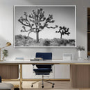 Joshua Tree Wall Art Canvas Print – Framed Monochrome Desert