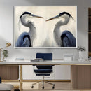 Blue Heron Pair Wall Art Canvas Print – Framed Coastal Bird