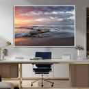 Golden Hour Wall Art Canvas Print – Framed Tranquil Waves