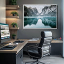 Mountain Lake Wall Art Canvas Print – Snowy Peaks Winter