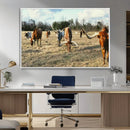 Texas Longhorns Wall Art Canvas Print – Framed Rustic Farm by MyGreatCanvas | Canvas Wall Art Prints | Photo Prints & Wall Decor