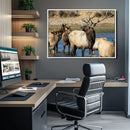 Wild Elk Wall Art Canvas Print – Framed Neutral Wildlife