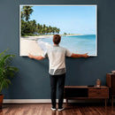 Palm Tree Coast Wall Art Canvas Print – Framed Island Getaway with Crystal Blue Water Scenic Artwork for Home, Office by MyGreatCanvas | Canvas Wall Art Prints | Photo Prints & Wall Decor