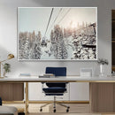 Frosty Pines Wall Art Canvas Print – Framed Cozy Cabin Ski