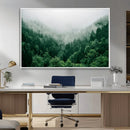 Misty Green Forest Canvas Print – Framed Serene Foggy Pine
