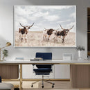 Majestic Longhorn Cows Wall Art Canvas Print – Rustic by MyGreatCanvas | Canvas Wall Art Prints | Photo Prints & Wall Decor