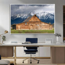 Rustic Wooden Barn Wall Art Canvas Print – Snowy Mountain by MyGreatCanvas | Canvas Wall Art Prints | Photo Prints & Wall Decor