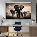 Elephant Family Wall Art Canvas Print, Framed Elephant Wall