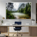 Misty Lake Forest Green Trees Calm Water Reflection Mountain by MyGreatCanvas | Canvas Wall Art Prints | Photo Prints & Wall Decor
