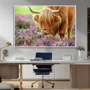 Highland Cow Wall Art Canvas Print – Framed Purple Flowers by MyGreatCanvas | Canvas Wall Art Prints | Photo Prints & Wall Decor