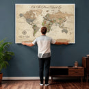 Personalized Custom World Map Wall Art Canvas Print – Travel