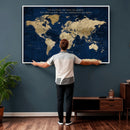 Custom Push Pin World Map Wall Art Canvas Print –