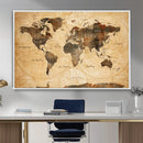Push Pin World Map Canvas Print – Travel Tracker Wall Art