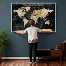 Personalized Push Pin World Map Canvas – Custom Framed