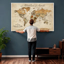 Vintage Custom Push Pin Map Print – Custom Adventure Travel