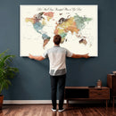 Detailed Custom World Map Print – Framed Custom Push Pin