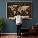 Customize Push Pin World Map Wall Art Canvas Print –