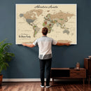 Personalized Push Pin Map with Pin Wall Art Canvas Print –