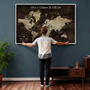 Personalized Vintage Map Wall Art Canvas Print – Custom Push