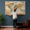 Customized Push Pin World Map Wall Art Canvas Print with by MyGreatCanvas | Canvas Wall Art Prints | Photo Prints & Wall Decor