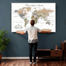 Customized Push Pin World Map Wall Art Canvas Print with