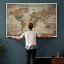 Personalized World Map Wall Art Canvas Print – Custom Push by MyGreatCanvas | Canvas Wall Art Prints | Photo Prints & Wall Decor