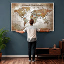 Personalized Vintage Map Wall Art Canvas Print – Custom Push