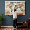 Personalized World Map Wall Art Canvas Print – Custom Push
