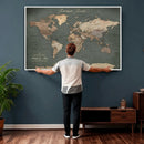 Personalized World Map Wall Art – Custom Framed Push Pin by MyGreatCanvas | Canvas Wall Art Prints | Photo Prints & Wall Decor