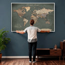 Personalized World Map Wall Art – Custom Framed Push Pin