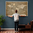 Custom Push Pin Map Canvas Print – Personalized Travel